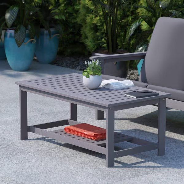 Gray Poly Resin Adirondack Coffee Table, Flash Furniture, Mfr#: JJ-T14022-GY-GG