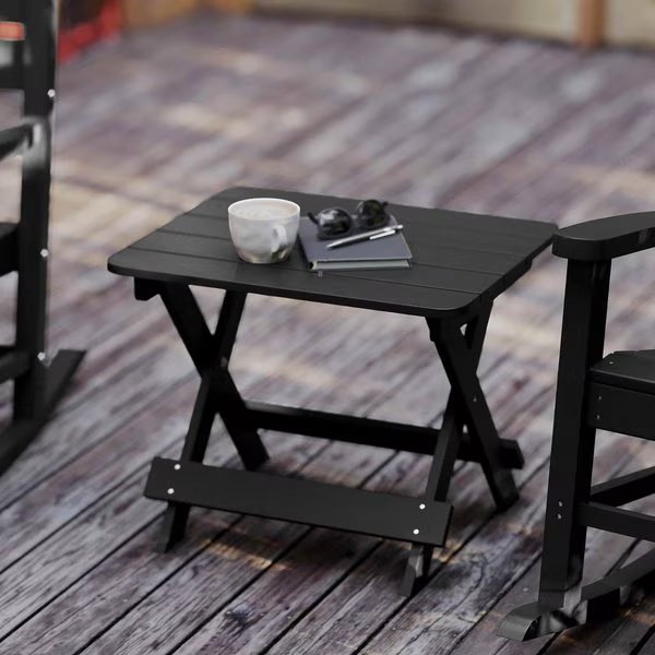 Black Portable Folding Adirondack Side Table, Flash Furniture, Mfr#: LE-HMP-2012-1620H-BK-GG