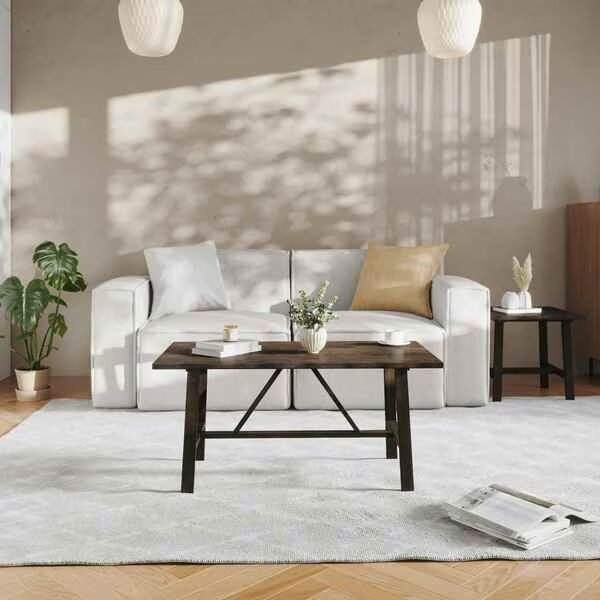 Eli Solid Wood Farmhouse Coffee Table, Trestle Style Accent Table in Dark Gray, Flash Furniture, Mfr#: LFS-2013-DKGRY-GG