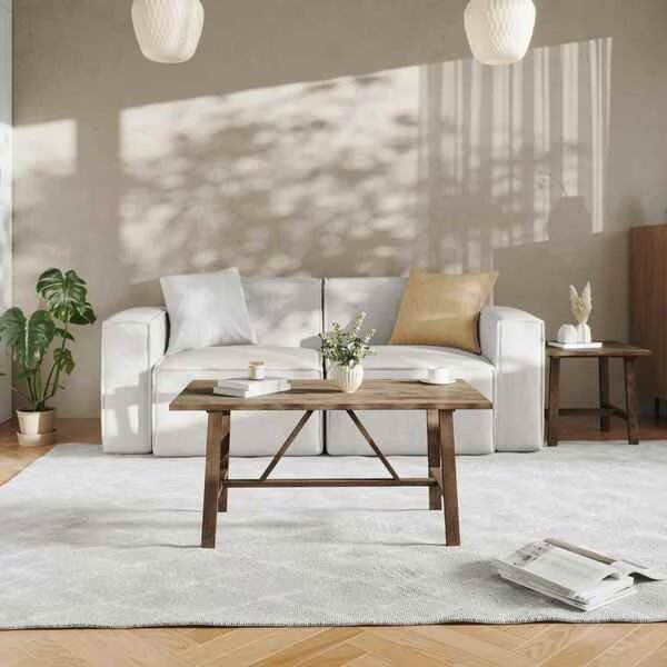 Eli Solid Wood Farmhouse Coffee Table, Trestle Style Accent Table in Rustic Brown, Flash Furniture, Mfr#: LFS-2013-RSTBRN-GG