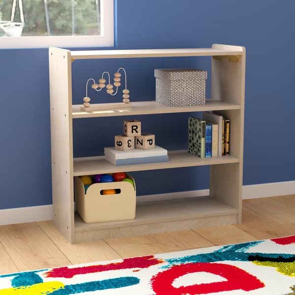 Bright Beginnings Commercial Grade 3 Shelf Wooden Classroom Open Storage Unit, Safe, Kid Friendly Design, Natural, Flash Furniture, Mfr#: MK-KE23971-GG