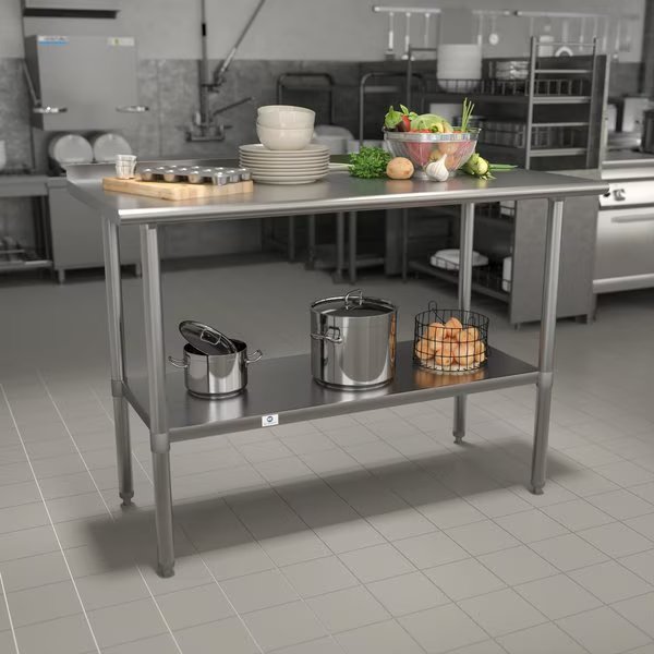 48"W Stainless 18 Gauge Work Table - Undershelf, Flash Furniture, Mfr#: NH-WT-2448BSP-GG