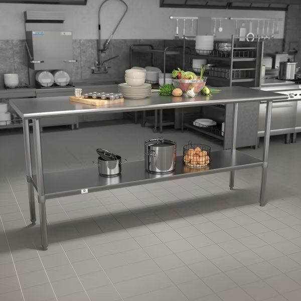 72"W Stainless 18 Gauge Work Table - Undershelf, Flash Furniture, Mfr#: NH-WT-3072-GG
