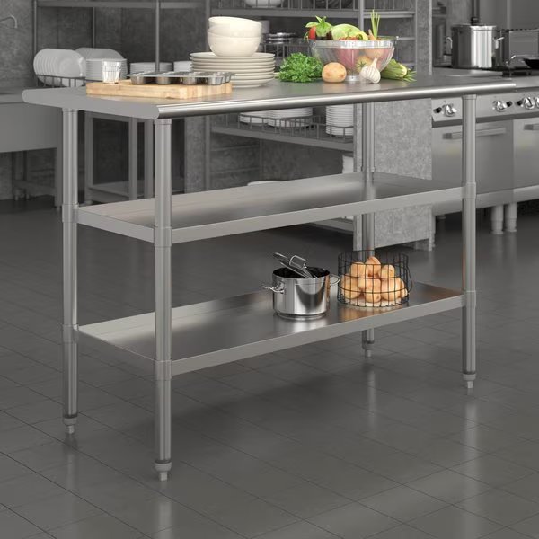 48 x 24 Stainless Steel Work Table-2 Undershelves, Flash Furniture, Mfr#: NH-WT-GU-2448-GG