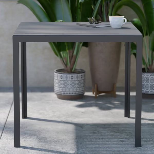 Black Patio Table with Poly Resin Slatted Top, Flash Furniture, Mfr#: SB-A268T-BK-GG