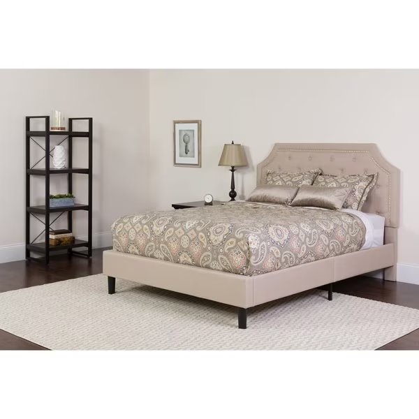 Queen Platform Bed Set, Beige, Flash Furniture, Mfr#: SL-BMF-3-GG