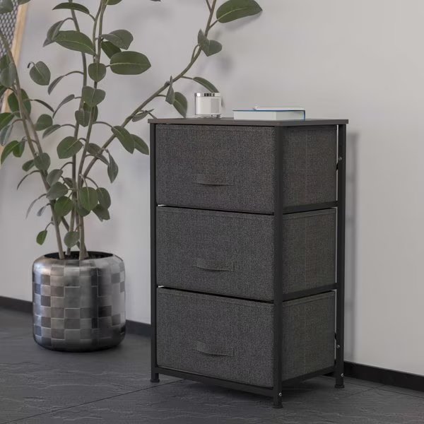 Black/Gray 3 Drawer Storage Dresser Organizer, Flash Furniture, Mfr#: WX-5L20-X-BK-GR-GG