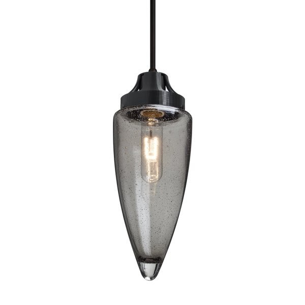 Sulu Cord Pendant, Smoke Bubble, Black Finish, 1x60W Incandescent, Besa Lighting, Mfr#: 1JT-SULUSM-BK