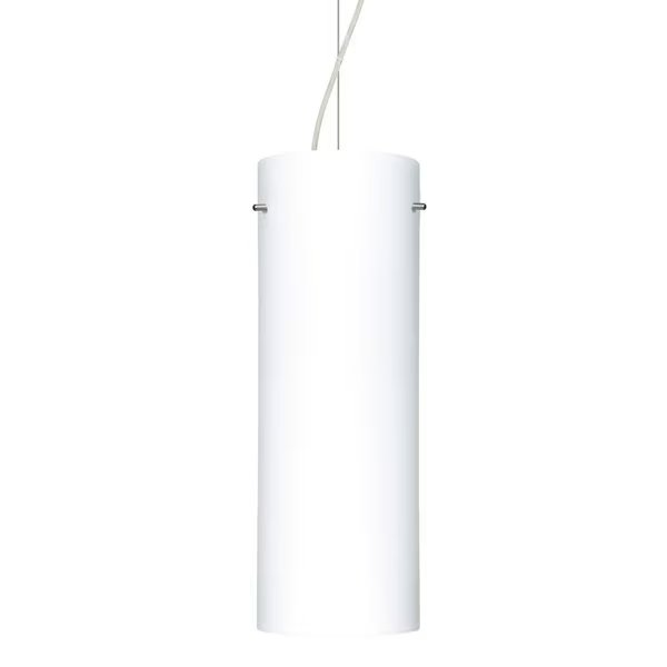 Stilo 18 Cord Pendant, Opal Matte, Satin Nickel Finish, 1x150W Incandescent, Besa Lighting, Mfr#: 1KX-412807-SN