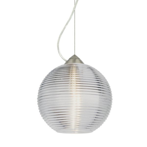 Kristall 8 Cord Pendant, Clear, Satin Nickel Finish, 1x9W LED, Besa Lighting, Mfr#: 1KX-461600-LED-SN