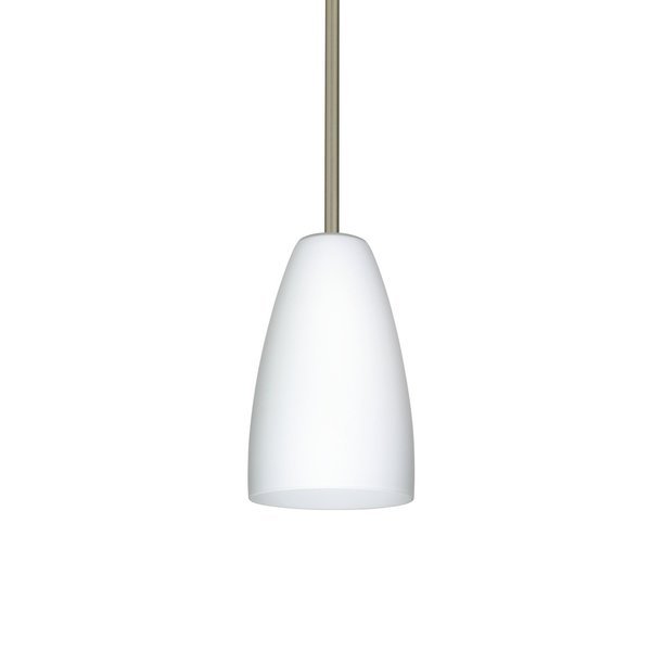 Riva 9 Cord Pendant, Opal Matte, Satin Nickel Finish, 1x9W LED, Besa Lighting, Mfr#: 1TT-151107-LED-SN