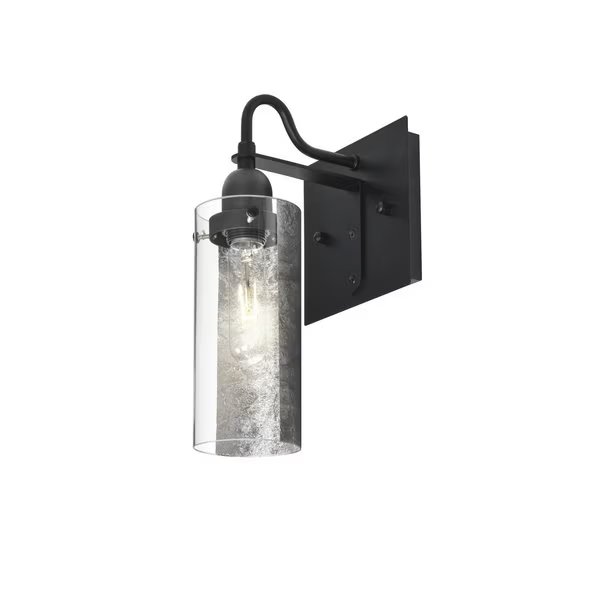 Duke Wall, Silver Foil, Black, 1x60W Incandescent, Besa Lighting, Mfr#: 1WG-DUKESF-BK