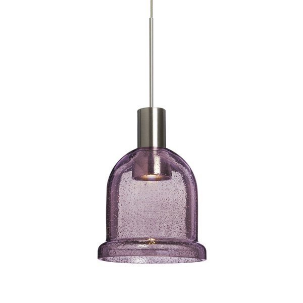 Kiba Cord Pendant, Plum Bubble, Satin Nickel Finish, 1x3W LED, Besa Lighting, Mfr#: 1XT-KIBAPL-LED-SN