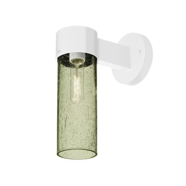 Juni 10 Outdoor Sconce, Moss Bubble, White Finish, 1x60W Incandescent, Besa Lighting, Mfr#: JUNI10MS-WALL-WH