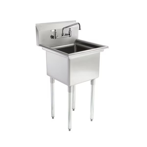 Stainless Steel Utility Sink Bowl Size: 18in x 18in NSF, Amgood, Mfr#: SINK 181812 - FAUCET