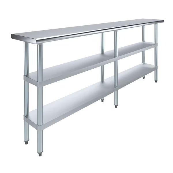 14x84 Prep Table with Stainless Steel Top and 2 Shelves, Amgood, Mfr#: AMG WT-1484-2SH