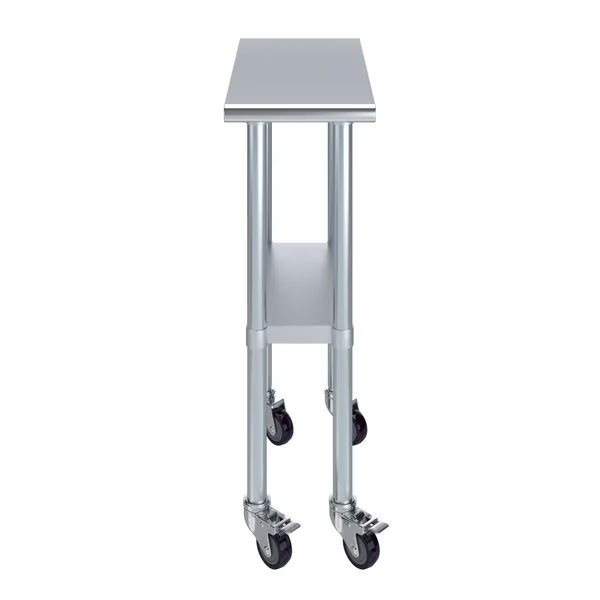 24x12 Rolling Prep Table with Stainless Steel Top, Amgood, Mfr#: AMG WT-2412-WHEELS