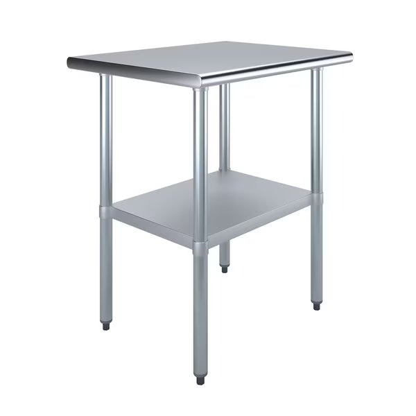 Stainless Steel Metal Table with Undershelf, 30 Long X 24 Deep, Amgood, Mfr#: AMG WT-2430