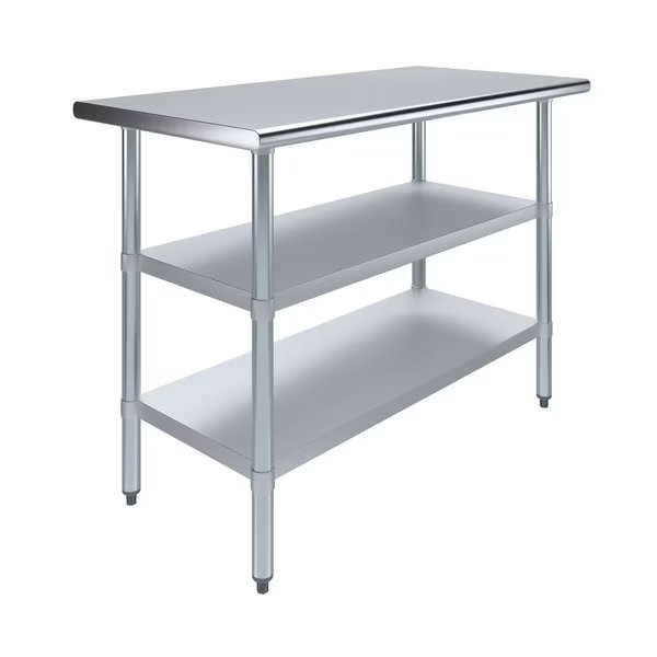 24x48 Prep Table with Stainless Steel Top and 2 Shelves, Amgood, Mfr#: AMG WT-2448-2SH