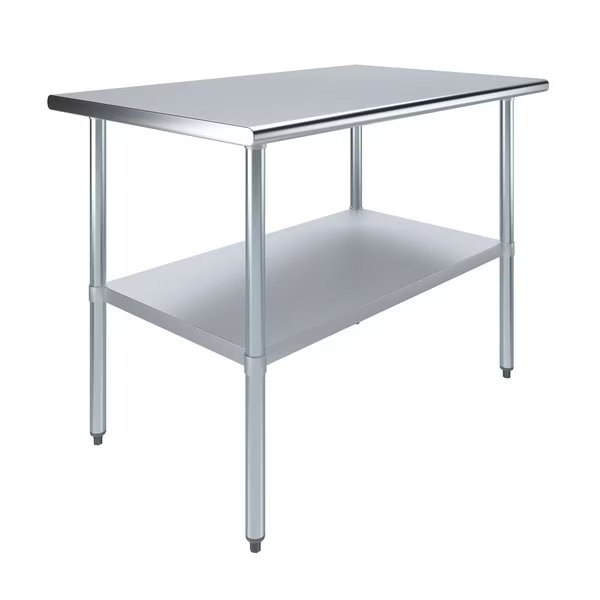 Stainless Steel Metal Table with Undershelf, 48 Long X 30 Deep, Amgood, Mfr#: AMG WT-3048