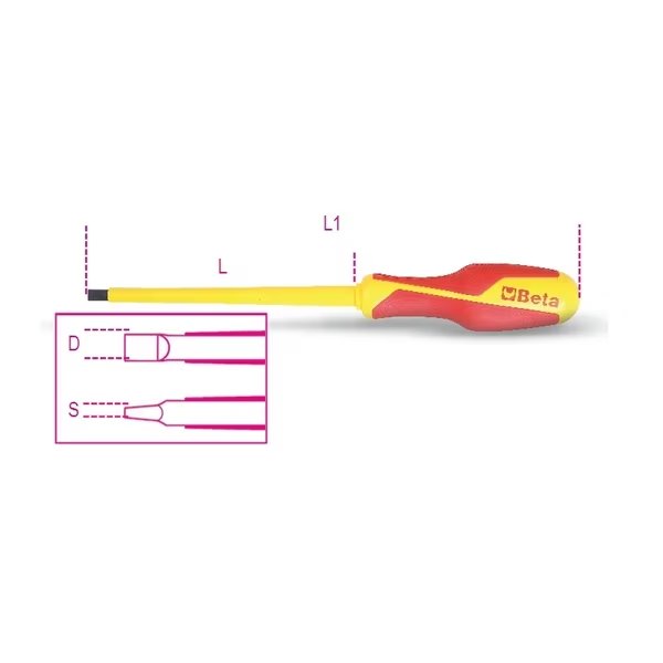 Slotted Screwdriver, Headless, 4mm x 100mm, Beta, Mfr#: 012740706