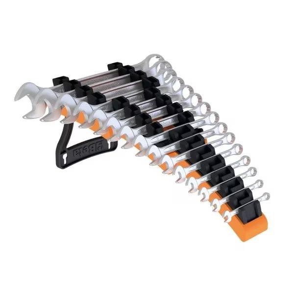 Set of 15 Offset Combination Wrench, 12 Point Slim Profile, Ergonomic Design, Chrome-plated with Rack, Beta, Mfr#: 000421078
