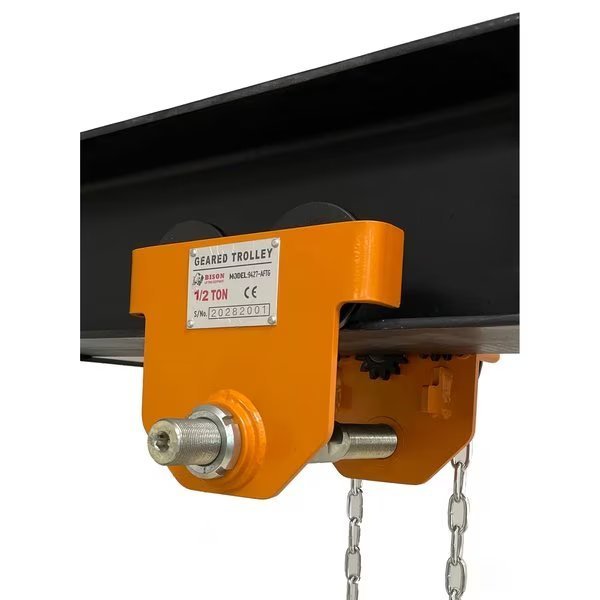 5 Ton Low Headroom Geared Trolley, 6.3" - 12", Bison Lifting Equipment, Mfr#: GT050-ATP