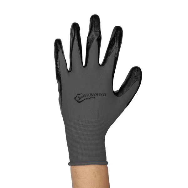 Nitrile Firm Grip Work Gloves, OSFM, Gray (12-Pack), Safe Handler, Mfr#: BLSH-ESRG-17GY