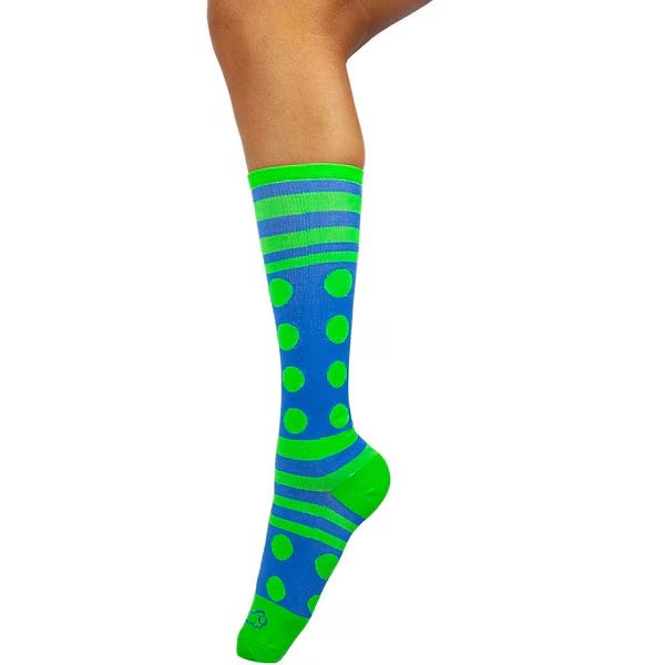 Dots Stripe Compression Socks, Blue/Green, PR, Zayaan Health, Mfr#: BLZH-CSDS-4BG