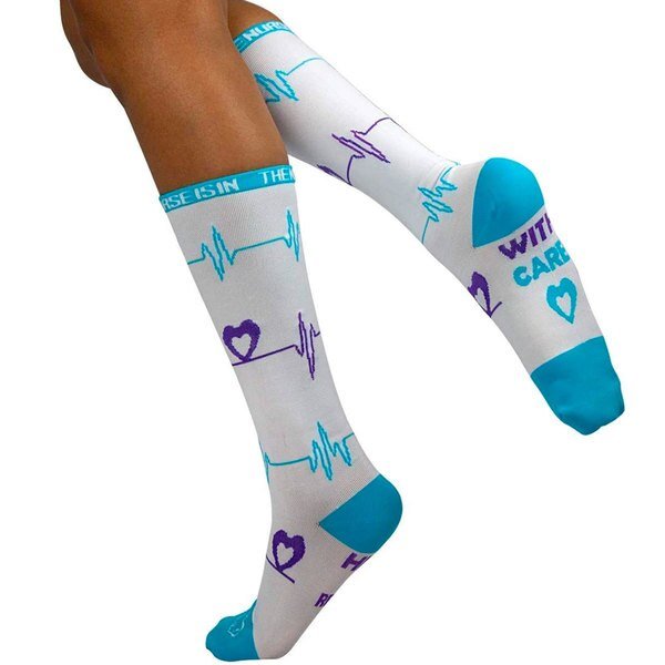 Heartbeat Compression Socks, White, PR, Zayaan Health, Mfr#: BLZH-CSHB-1WHB