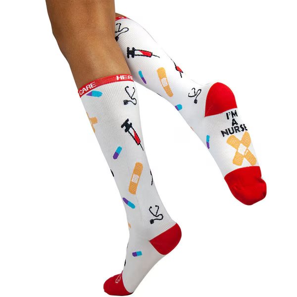 Here 2 Care Compression Socks, White, PR, Zayaan Health, Mfr#: BLZH-CSHN-6W