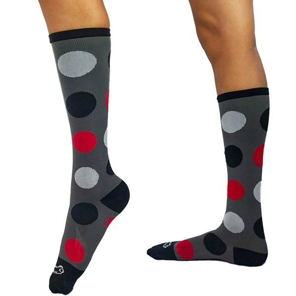 Polkadot Compression Socks, Gray/Red, PR, Zayaan Health, Mfr#: BLZH-CSPK-3GR