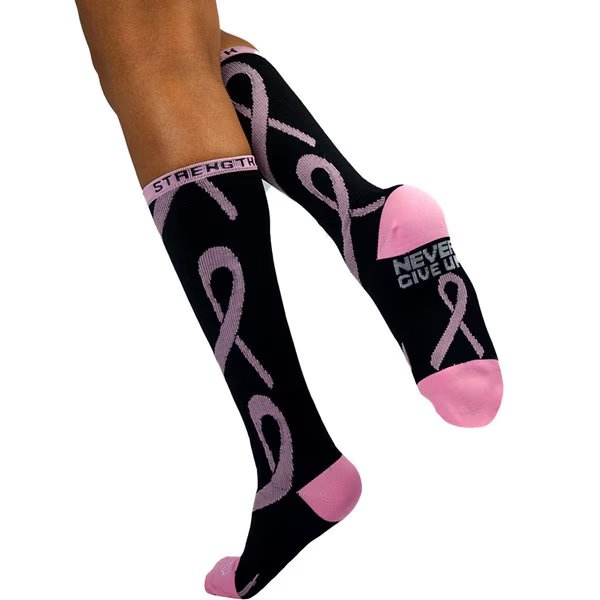 Ribbon Compression Socks, Black/Pink, PR, Zayaan Health, Mfr#: BLZH-CSRS-5BP