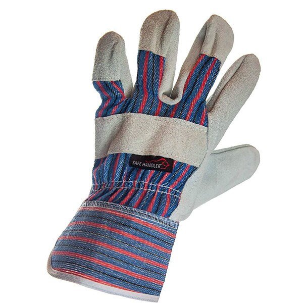 Work Leather Gloves, OSFM, PK3, Safe Handler, Mfr#: SH-ES-721-AB-3