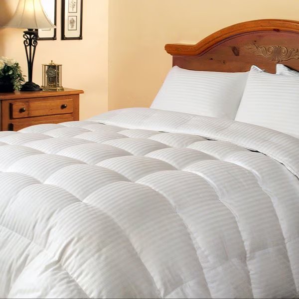 300 Thread Count Down Fiber Damask Stripe Comforter, White, Full/Queen, Blue Ridge, Mfr#: 011013