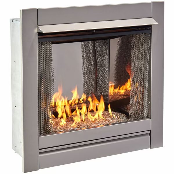 Ventless Stainless Outdoor Gas Fireplace Insert With Reflective Crys, Duluth Forge, Mfr#: DF450SS-G