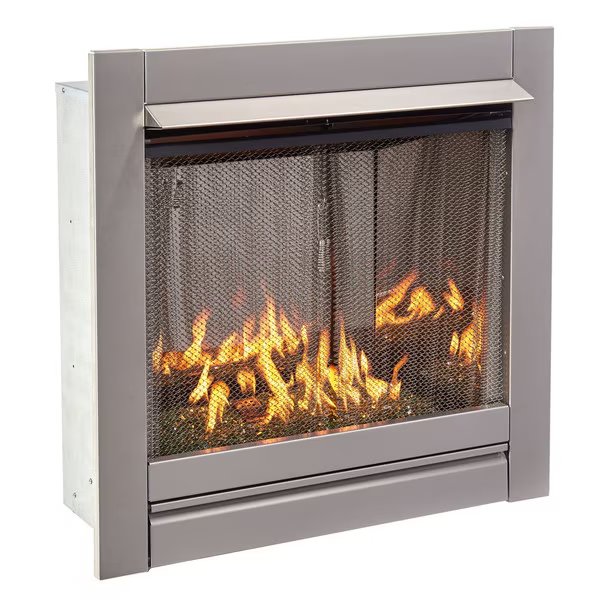 Ventless Stainless Outdoor Gas Fireplace Insert With Reflective Emera, Duluth Forge, Mfr#: DF450SS-G-REM