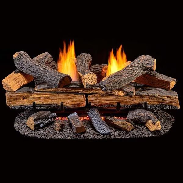 Vent Free Dual Fuel Log Set - 30 In. Split Red Oak - T-Stat Control, Duluth Forge, Mfr#: DLS-30T-1