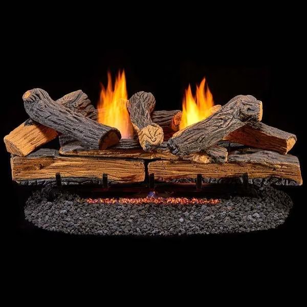 Ventless Dual Fuel Log Set - 30 In. Stacked Red Oak, 33,000 Btu, T-S, Duluth Forge, Mfr#: DLS-30T-2