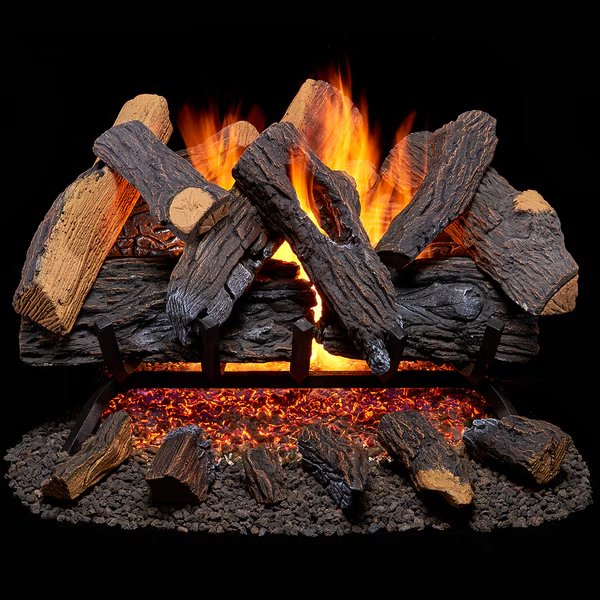 Vented Natural Gas Fireplace Log Set - 24 In., 55,000 Btu, Match, Duluth Forge, Mfr#: FNVL24-1