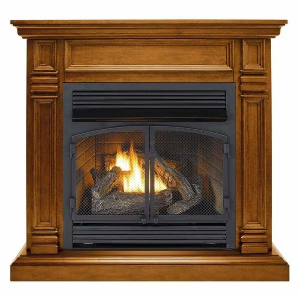 Dual Fuel Ventless Gas Fireplace With Mantel - 32,000 Btu, Remote, Duluth Forge, Mfr#: DFS-400R-2AS