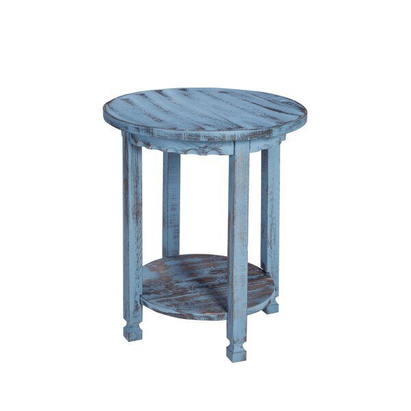 Country Cottage Round End Table, Blue Antique Finish, Alaterre Furniture, Mfr#: ACCA15BA