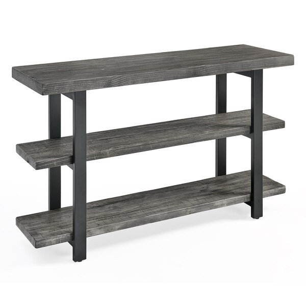 Pomona 48" Metal and Wood Media/Console Table, Slate Gray, Alaterre Furniture, Mfr#: AMBA10SG