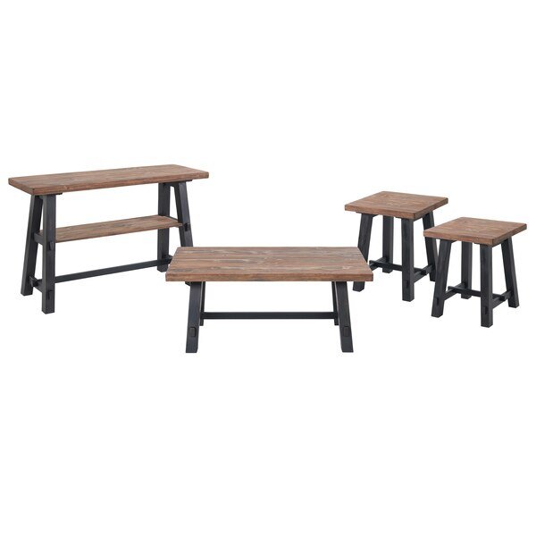 Adam 4-Piece Solid Wood Living Room Set, Overall Height: 30, Alaterre Furniture, Mfr#: ANAD0111011RNB