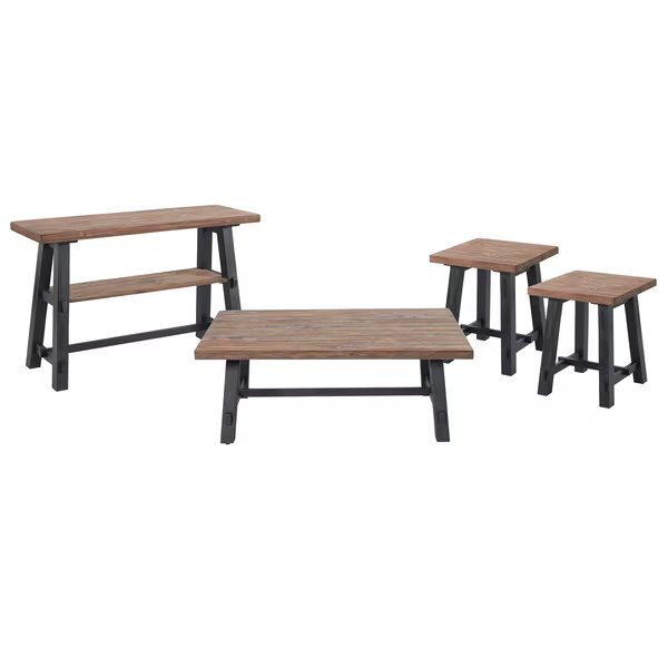 Adam 4-Piece Solid Wood Living Room Set, Overall Length: 16, Alaterre Furniture, Mfr#: ANAD0111012RNB