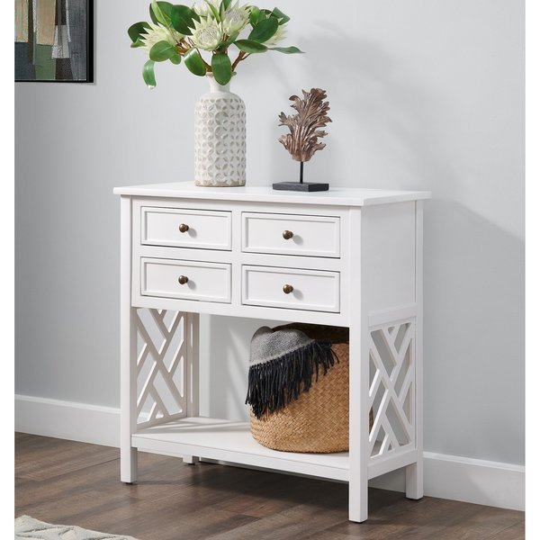 Coventry 32"W Wood Entryway/Console/Sofa Table with 4-Drawers, Alaterre Furniture, Mfr#: ANCT10WH
