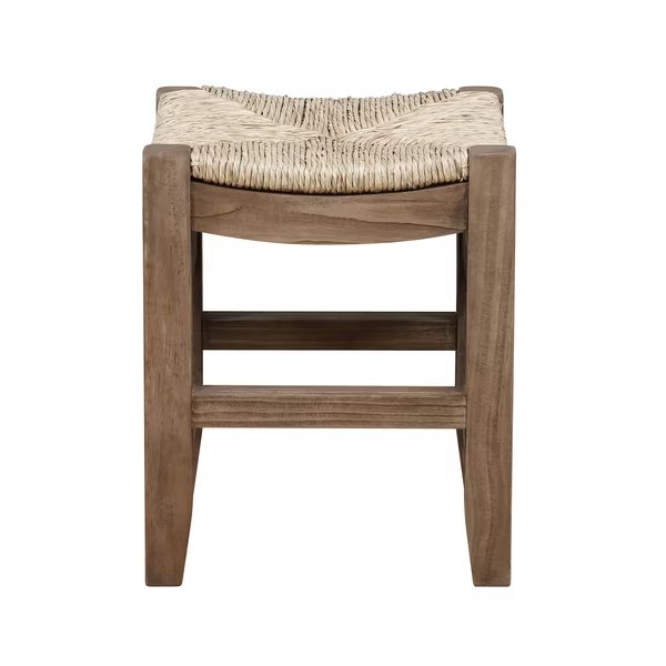 Newport 18"H Wood Stool with Rush Seat, Alaterre Furniture, Mfr#: ANNP2071