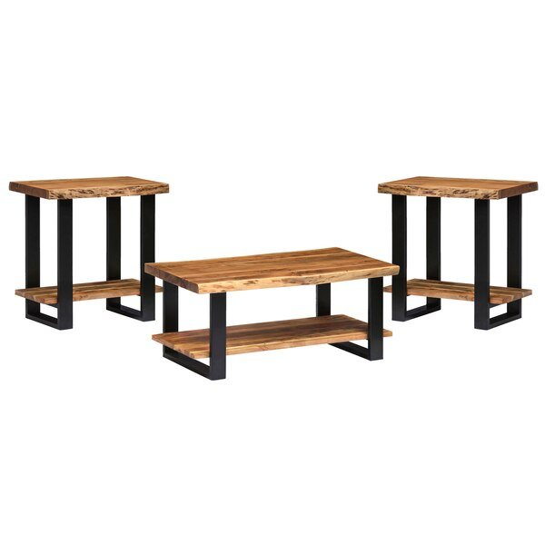 Alpine Natural Live Edge 42" Coffee Table and Set of 2 End Tables, Alaterre Furniture, Mfr#: AWAA01011120