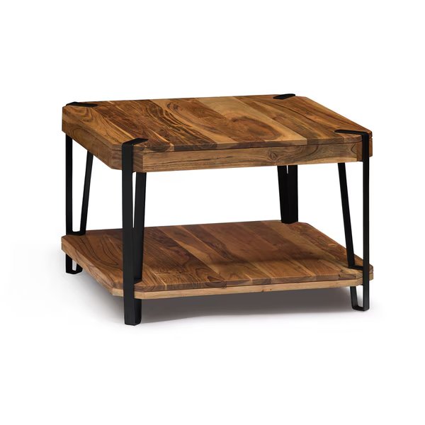 Ryegate Natural Live Edge Solid Wood with Metal Square Coffee Table, Natural, Alaterre Furniture, Mfr#: AWCC1320