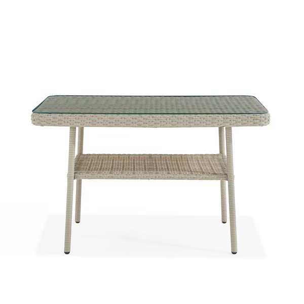 Windham All-Weather Wicker Outdoor 26"H Cocktail Table with Glass Top, Alaterre Furniture, Mfr#: AWWA04AA